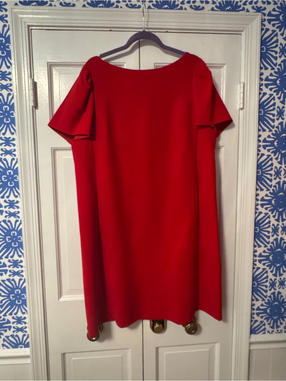 Lafayette 148 New York Red Short Flutter Sleeve Shift Dress